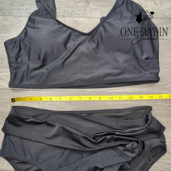 Zaful High Waist Crop Bikini Swimsuit Size L - Picture 3 of 5